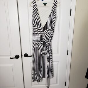 Lauren Ralph Lauren Sleeveless Dress Women's 10 Black and White Striped